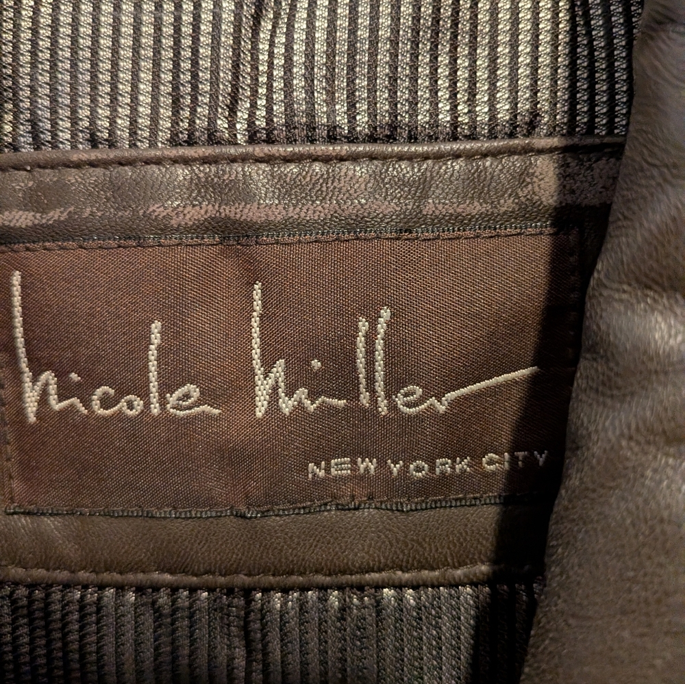 Dark Brown NICOLE MILLER Lambskin LEATHER Men's Jacket XL Chest 50" - Picture 9 of 9